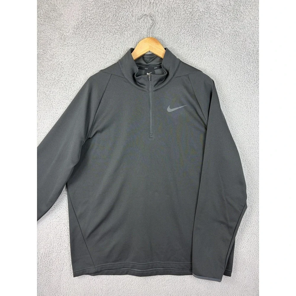 Nike Pullover Mens XL Gray 1/4 Zip Fleece Long Sleeve Training Top Athletic Mens